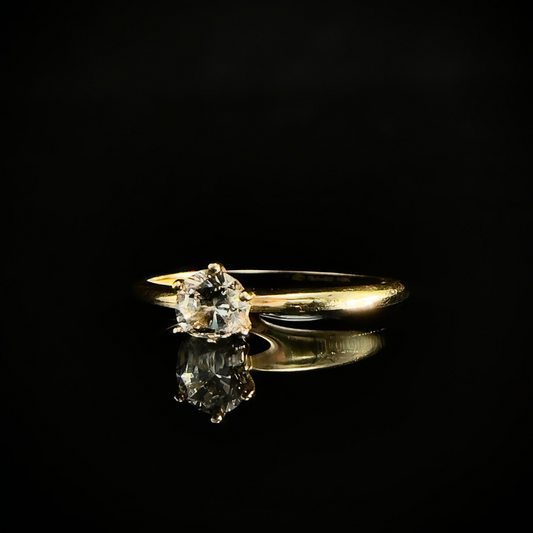 ANILLO SOLITARIO 6 PUNTAS ORO 10k