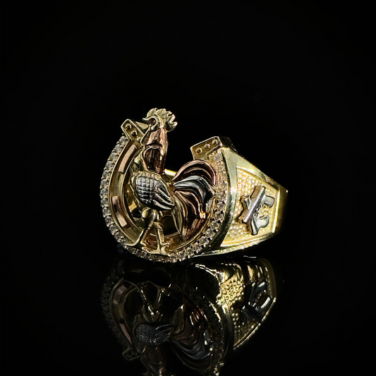 ANIILLO GALLO CON ZIRCONIA EN ORO 10K #11