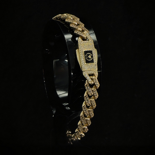 PULSO CUBANO CON ZIRCONIAS en Oro 10K – Edición Exclusiva