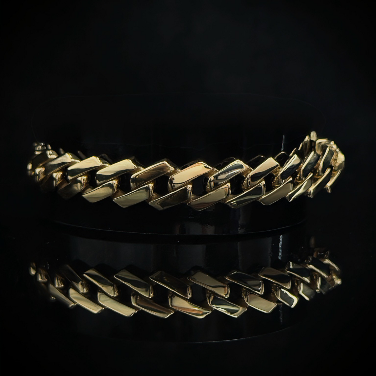PULSO CUBANO LISO en ORO 10K 21cm- Edicion Exclusiva