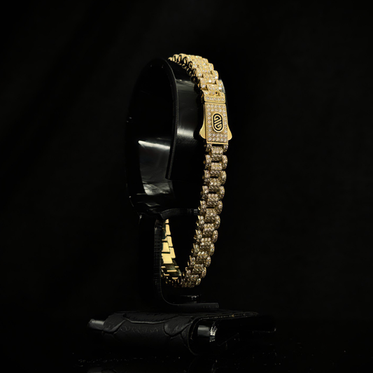 PULSO RLX CON ZIRCONIAS ORO 10k 21cm