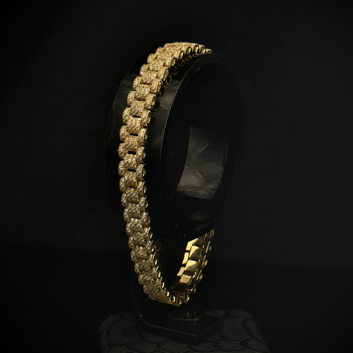 PULSO RLX CON ZIRCONIAS ORO 10k 21cm