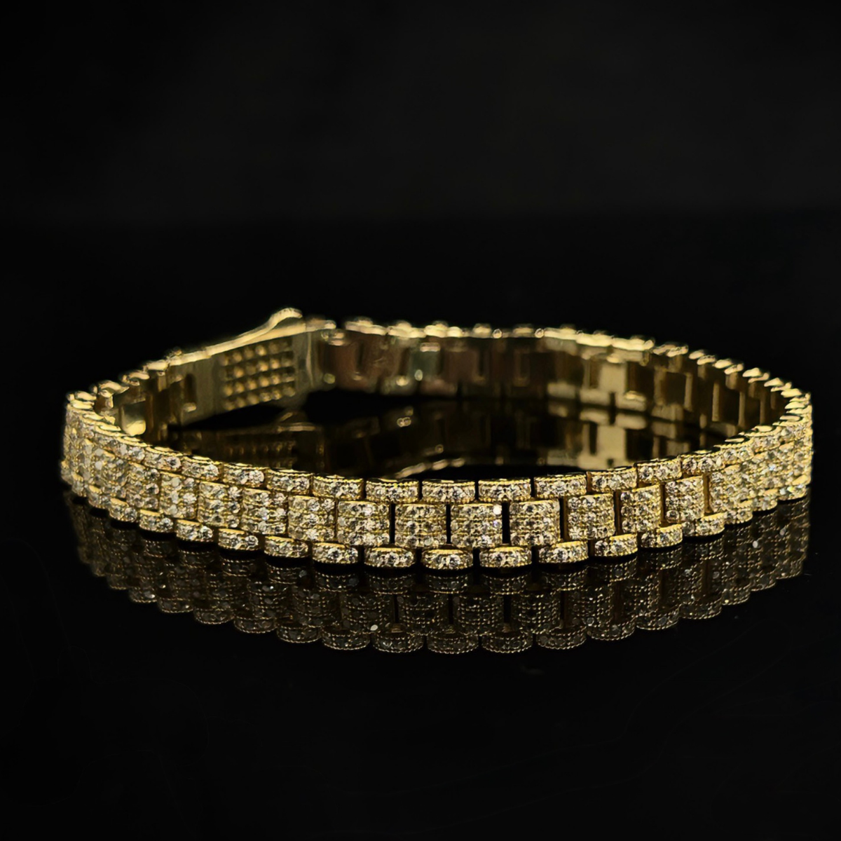 PULSO RLX CON ZIRCONIAS ORO 10k 21cm