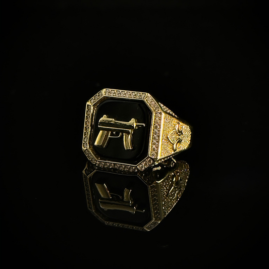 ANILLO UZI EN ORO 10K #10.5