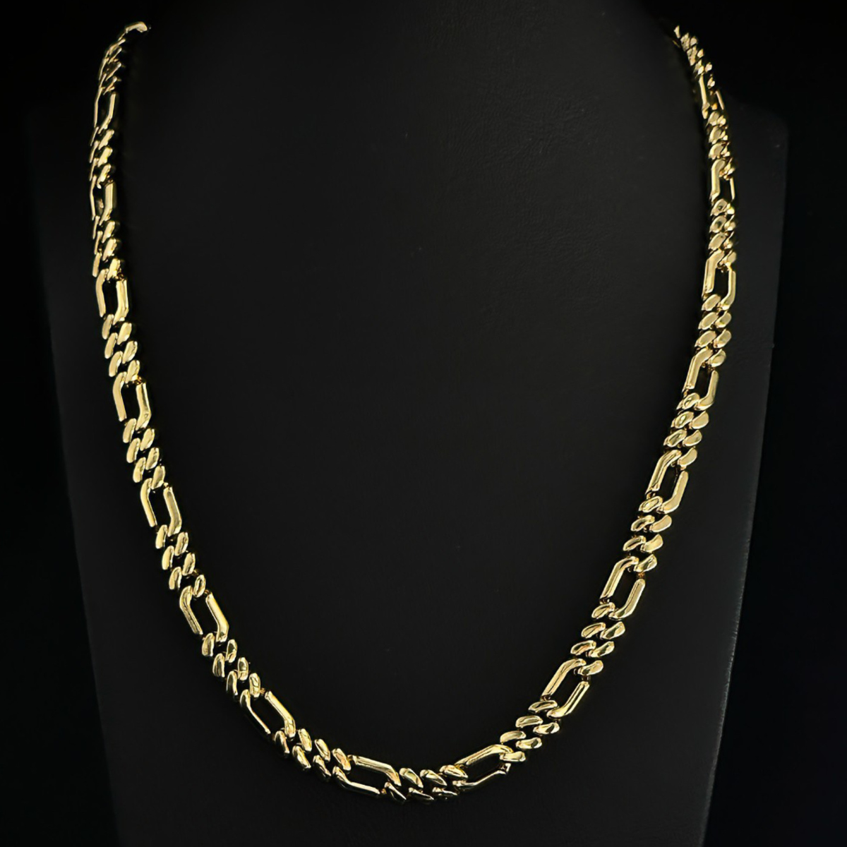 CADENA ESLABON 3x1 BAÑO EN ORO 18K 60 CM