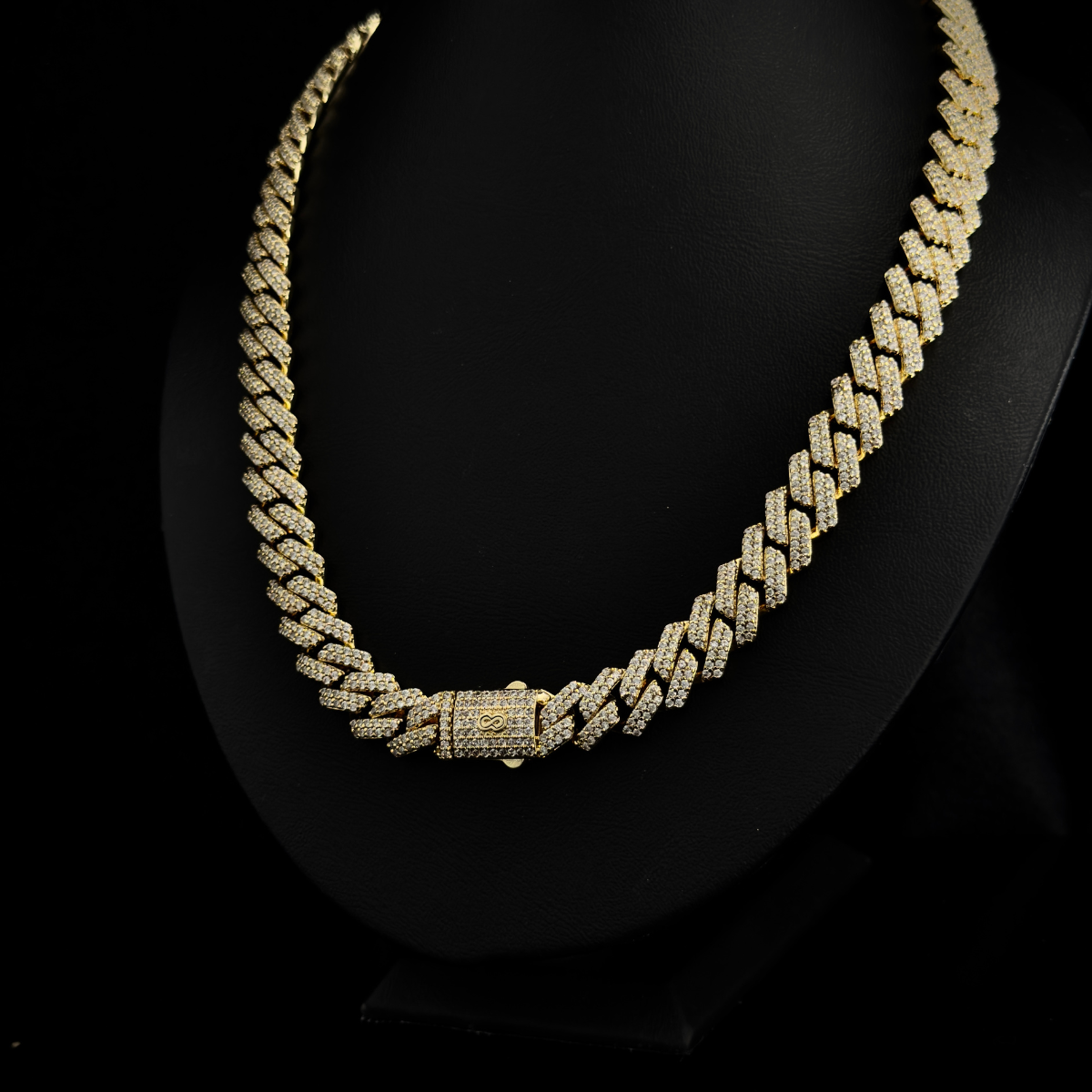 CADENA CUBANA FULL ICE BAÑADA EN ORO 18k 60CM