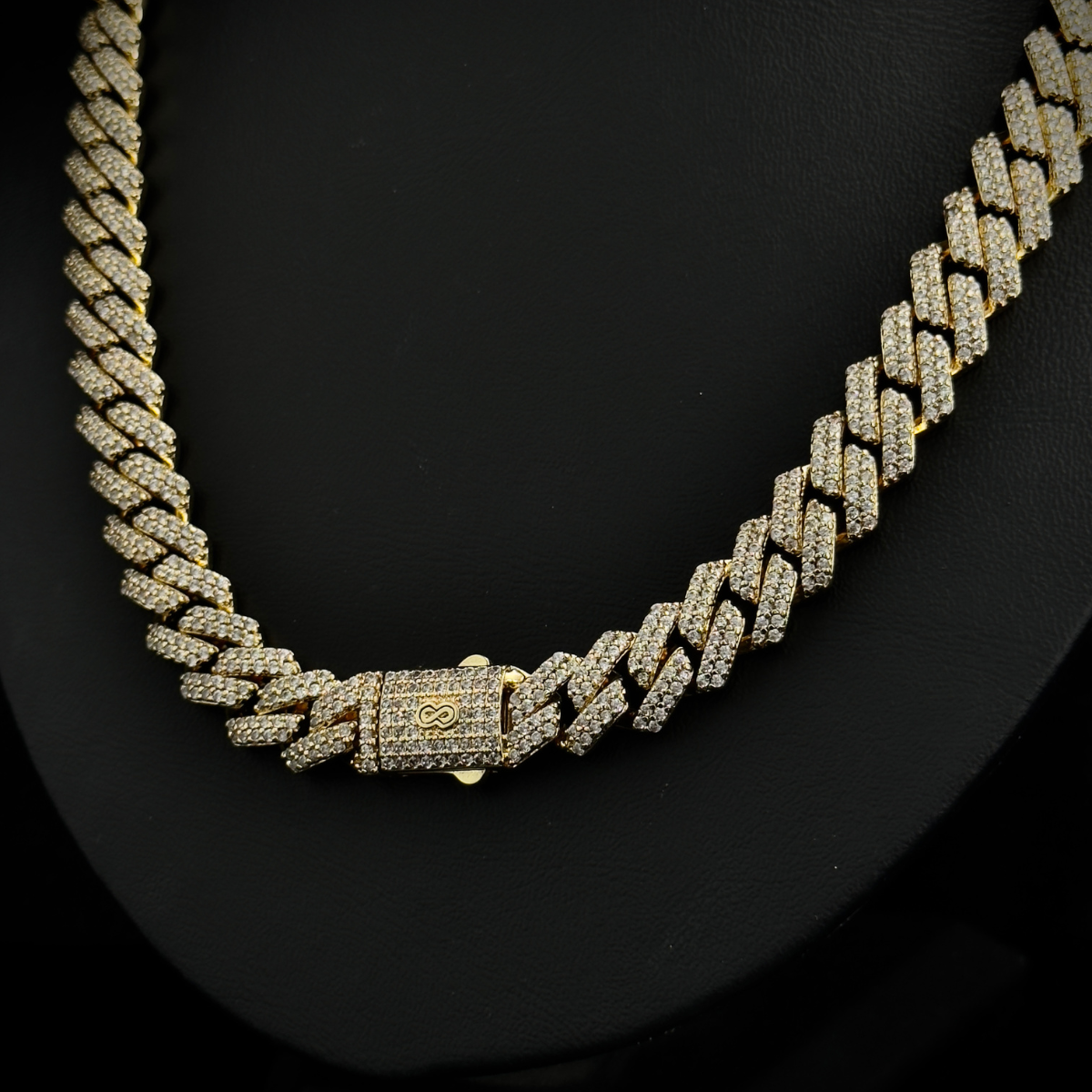 CADENA CUBANA FULL ICE BAÑADA EN ORO 18k 60CM