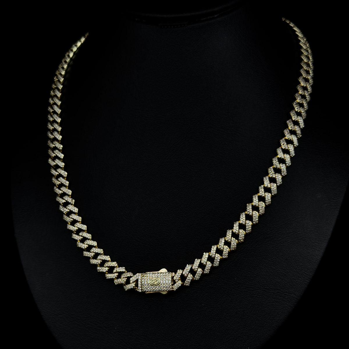 CADENA CUBANA CON ZIRCONIAS BAÑADA EN ORO 18k 60cm