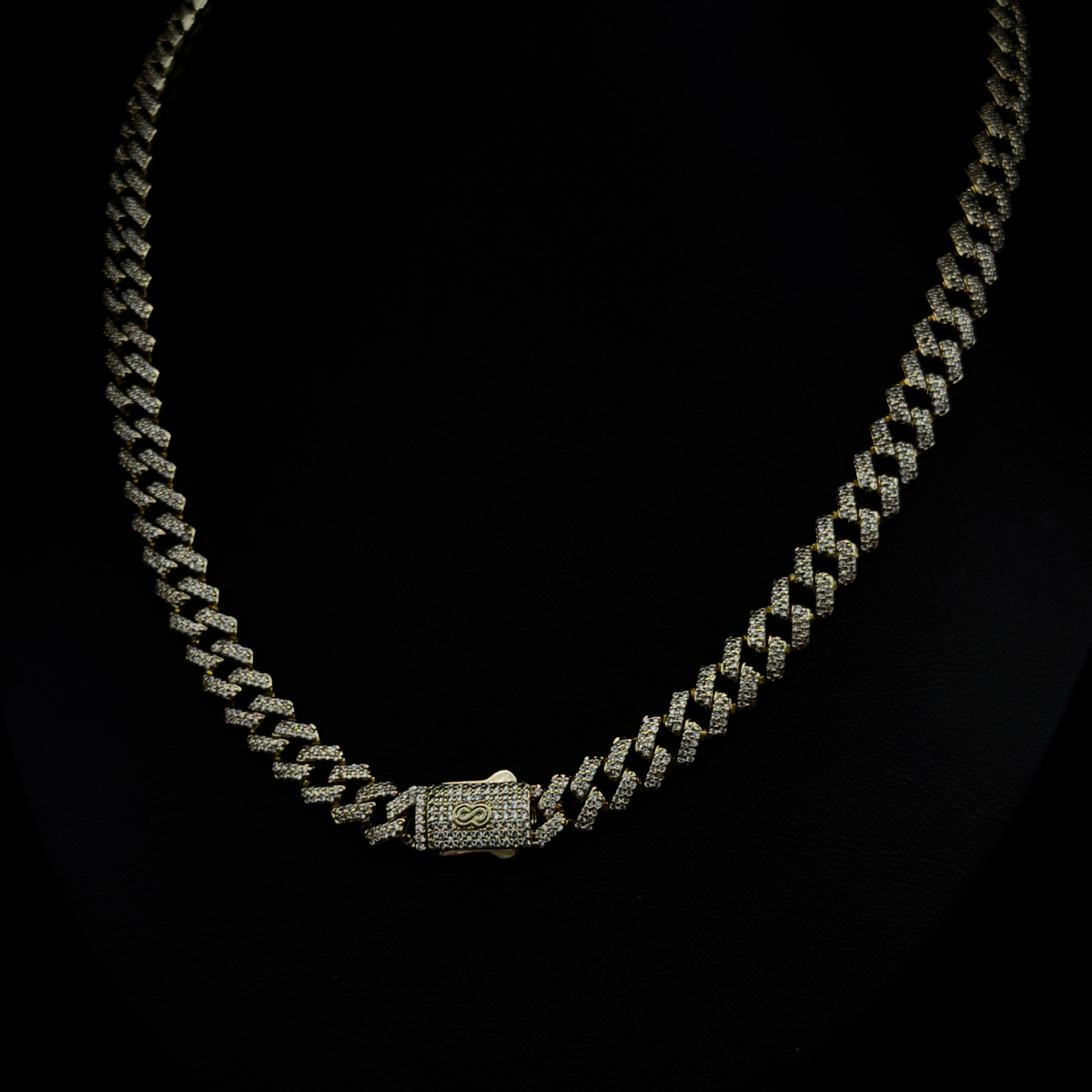 CADENA CUBANA CON ZIRCONIAS BAÑADA EN ORO 18k 60cm