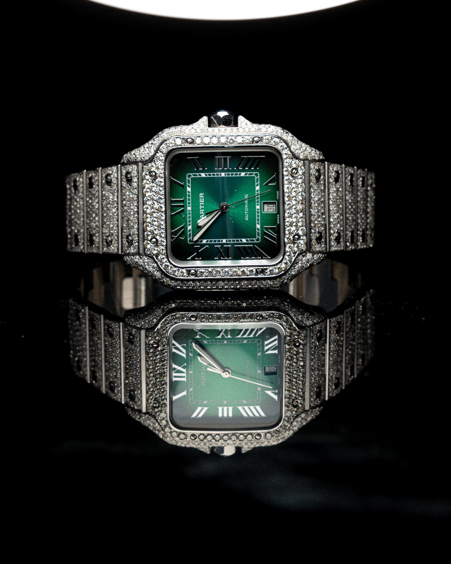 SANTOS CARTIER GREEN DIAL FULL DIAMONDS NATURALES AÑO 2024 full set