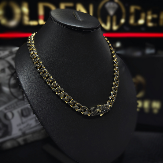 CADENA BARBADA ZIRCONIA ORO 14 KILATES