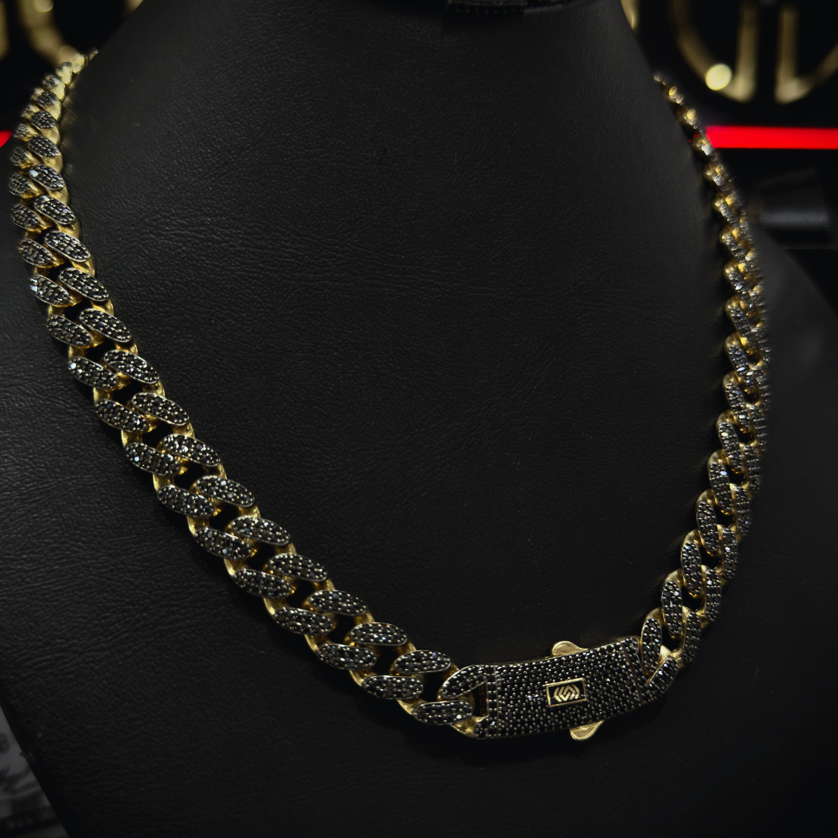 CADENA BARBADA ZIRCONIA ORO 14 KILATES