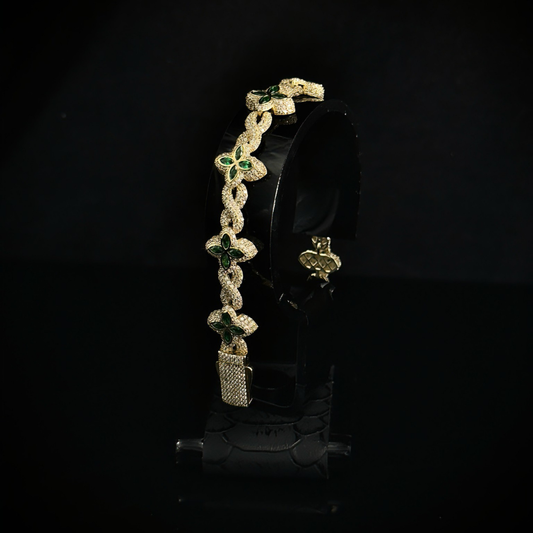 PULSERA FLOR DE LUJO ORO 10K 18cm