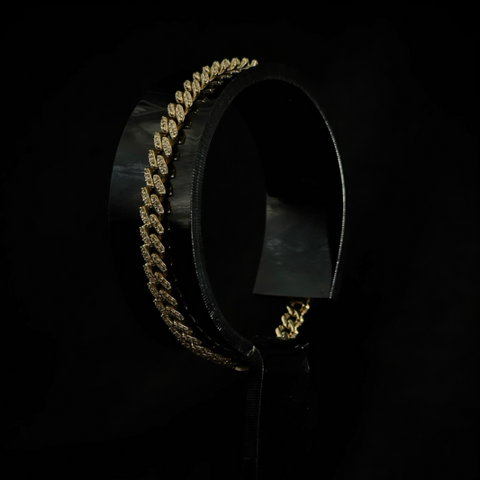 PULSO CUBANO CON ZIRCONIAS ORO 10K 19cm