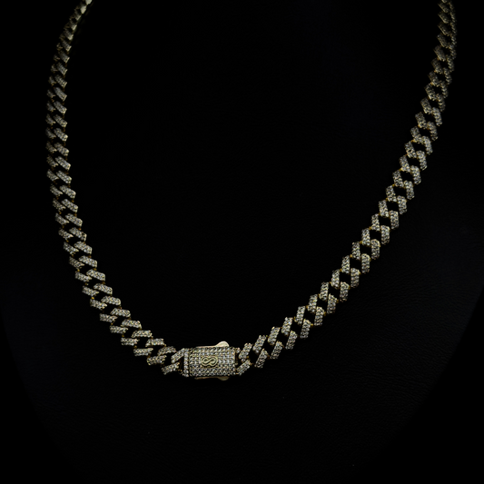 CADENA CUBANA CON ZIRCONIAS BAÑADA EN ORO 18k 60cm
