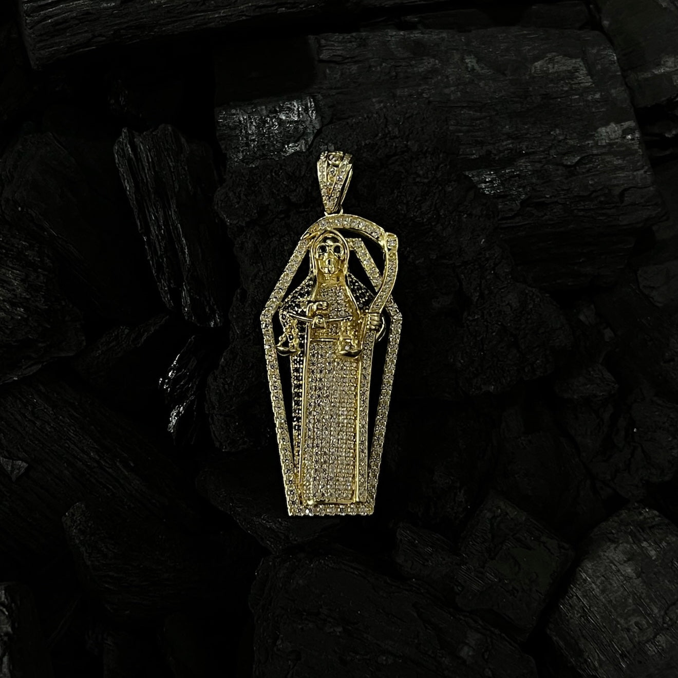 DIJE SANTA MUERTE GDE ORO 14 KILATES